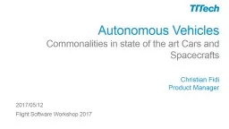 Autonomous Vehicles  Commonalities in state of the art Cars and Spacecrafts