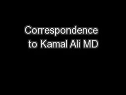 Correspondence to Kamal Ali MD