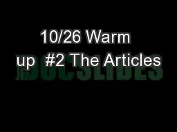 10/26 Warm up  #2 The Articles
