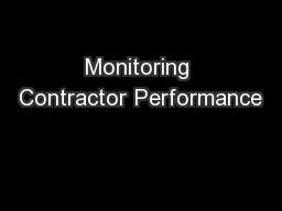 Monitoring Contractor Performance