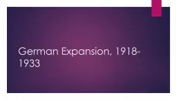 German Expansion, 1918-1933