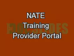 NATE Training Provider Portal
