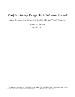 Conjoint Survey Design Tool Software Manual Anton Stre