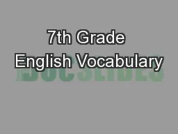 7th Grade English Vocabulary