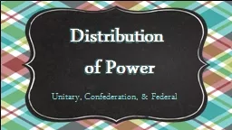 Distribution  of Power Unitary, Confederation, & Federal