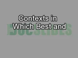 Contexts in Which Best and