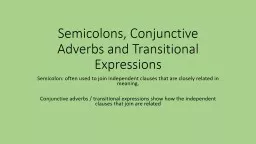Semicolons, Conjunctive Adverbs and Transitional Expressions