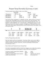 Present tense formation summary in latin