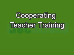 Cooperating Teacher Training