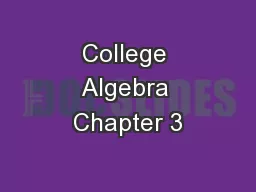 College Algebra Chapter 3