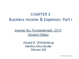 CHAPTER 3 Business Income & Expenses: Part I