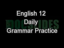 English 12 Daily Grammar Practice