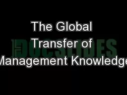 The Global Transfer of Management Knowledge