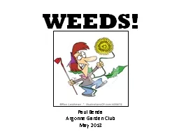 WEEDS! Paul Benda Argonne Garden Club