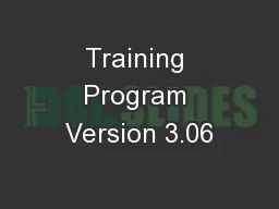 Training Program Version 3.06
