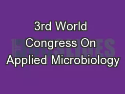 3rd World Congress On Applied Microbiology