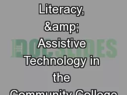Intellectual Disability, Literacy, & Assistive Technology in the Community College