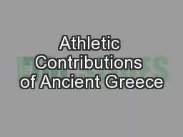 Athletic Contributions of Ancient Greece