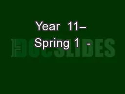 Year  11– Spring 1  -