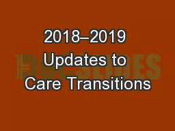 2018–2019 Updates to Care Transitions