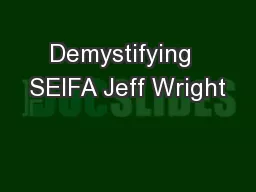 Demystifying  SEIFA Jeff Wright