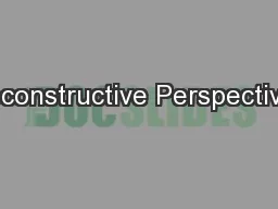 Deconstructive Perspectives