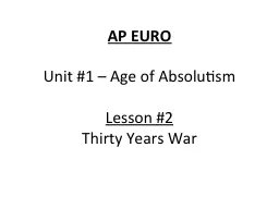 AP EURO Unit #1 – Age of Absolutism