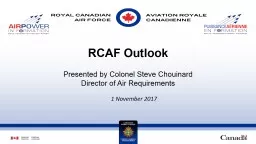 RCAF Outlook Presented by Colonel Steve Chouinard