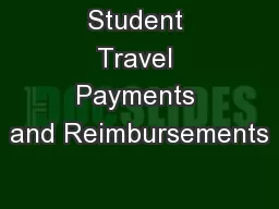 Student Travel Payments and Reimbursements