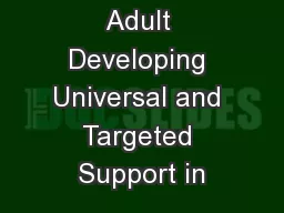 The Key Adult Developing Universal and Targeted Support in