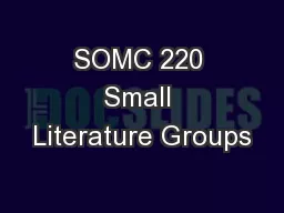 SOMC 220 Small Literature Groups