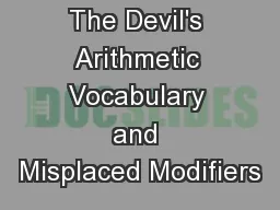 The Devil's Arithmetic Vocabulary and Misplaced Modifiers