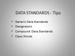 DATA STANDARDS - Tips Generic Data Standards