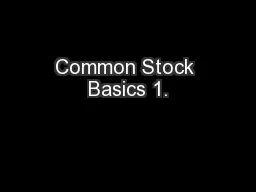 Common Stock Basics 1.