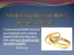 “Understanding our Wife’s Deepest Needs”