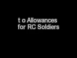 t o Allowances for RC Soldiers