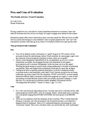 Pros and Cons of Evaluation The Family Advisor Gr ant