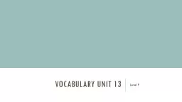 Vocabulary Unit 13 Level F
