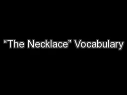 “The Necklace” Vocabulary