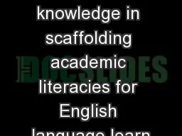 “Teachers’ professional knowledge in scaffolding academic literacies for English language