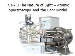 7.1-7.3 The Nature of Light – Atomic Spectroscopy and the Bohr Model