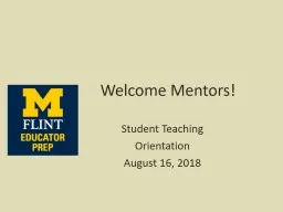 Welcome Mentors! Student Teaching