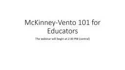 McKinney-Vento 101 for Educators