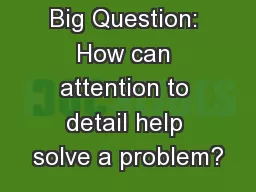 Big Question: How can attention to detail help solve a problem?