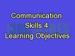 Communication Skills 4 Learning Objectives