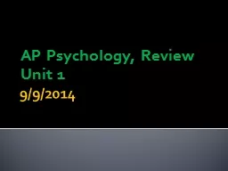 9/9/2014 AP Psychology, Review Unit 1