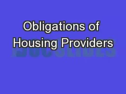 Obligations of Housing Providers