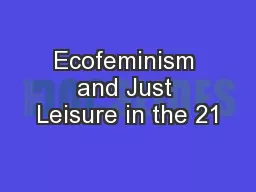 Ecofeminism and Just Leisure in the 21