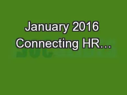 January 2016 Connecting HR…