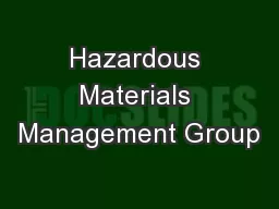 Hazardous Materials Management Group